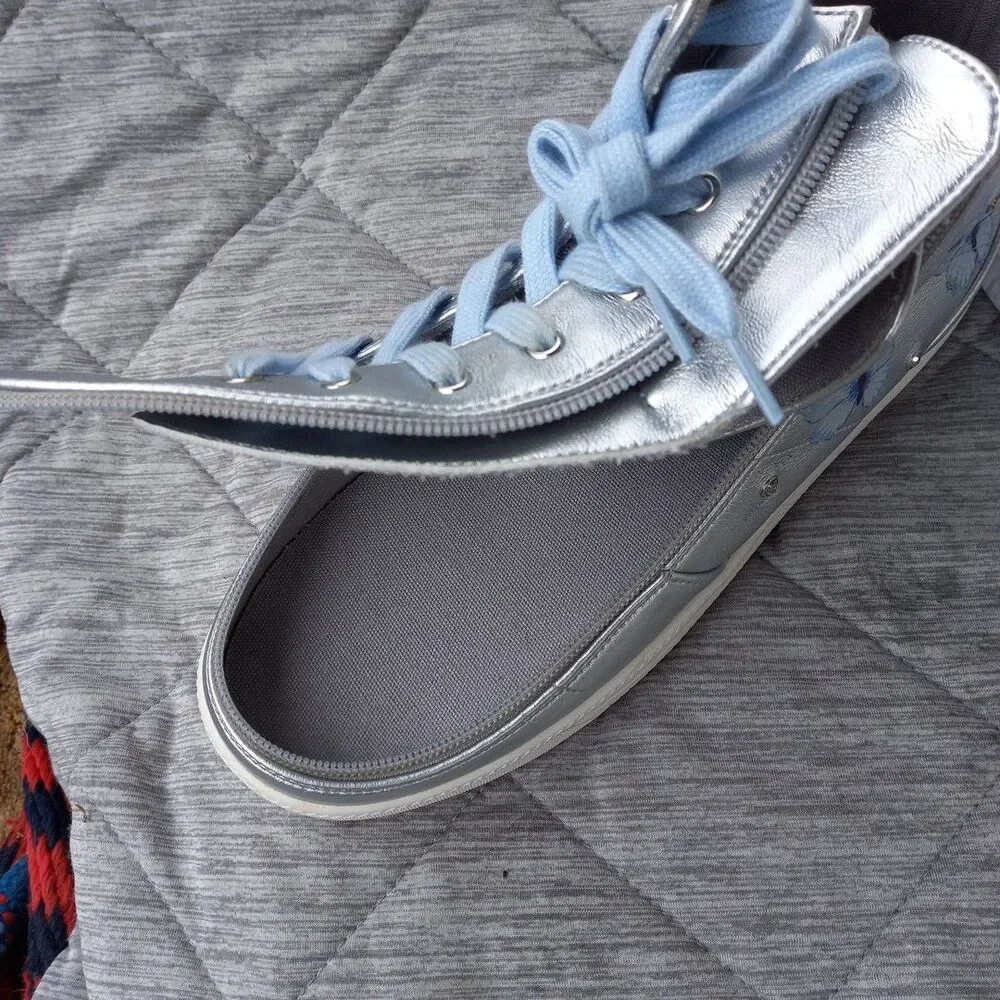 Billy Footwear Metallic Silver Butterfly Lace High Top Zip Adaptive Size 9 - Picture 7 of 11